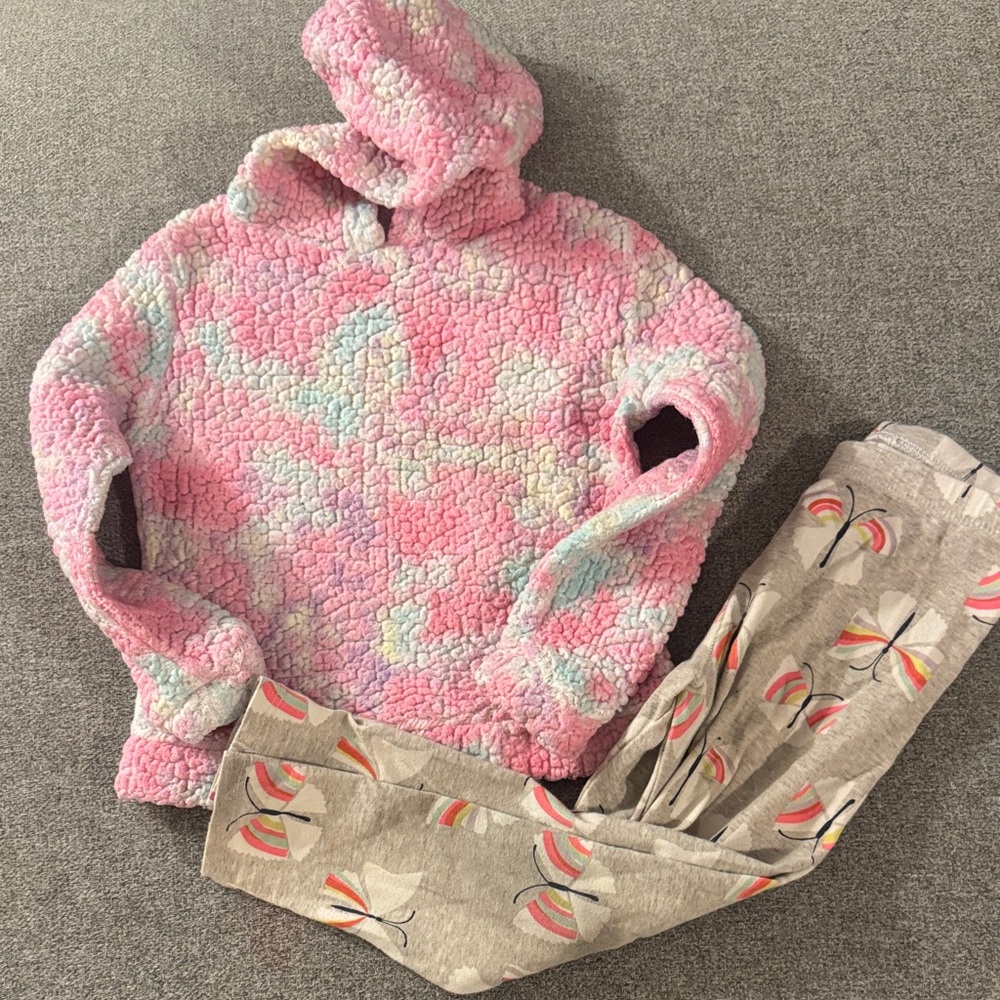 5/$15- Pink and Gray Cozy Hoodie and Leggings Set